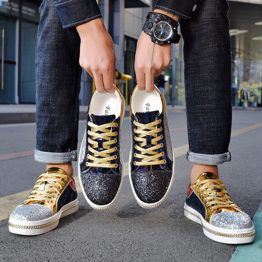Damen Modische Sneakers mit funkelnder Oberflächenstruktur und stilvollen Akzenten EB