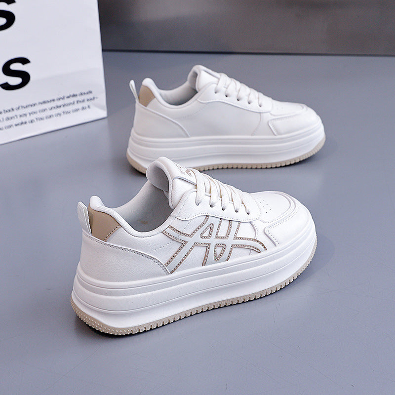 Damen Modische Sneakers mit hohem Plateau und eleganter Naht EB