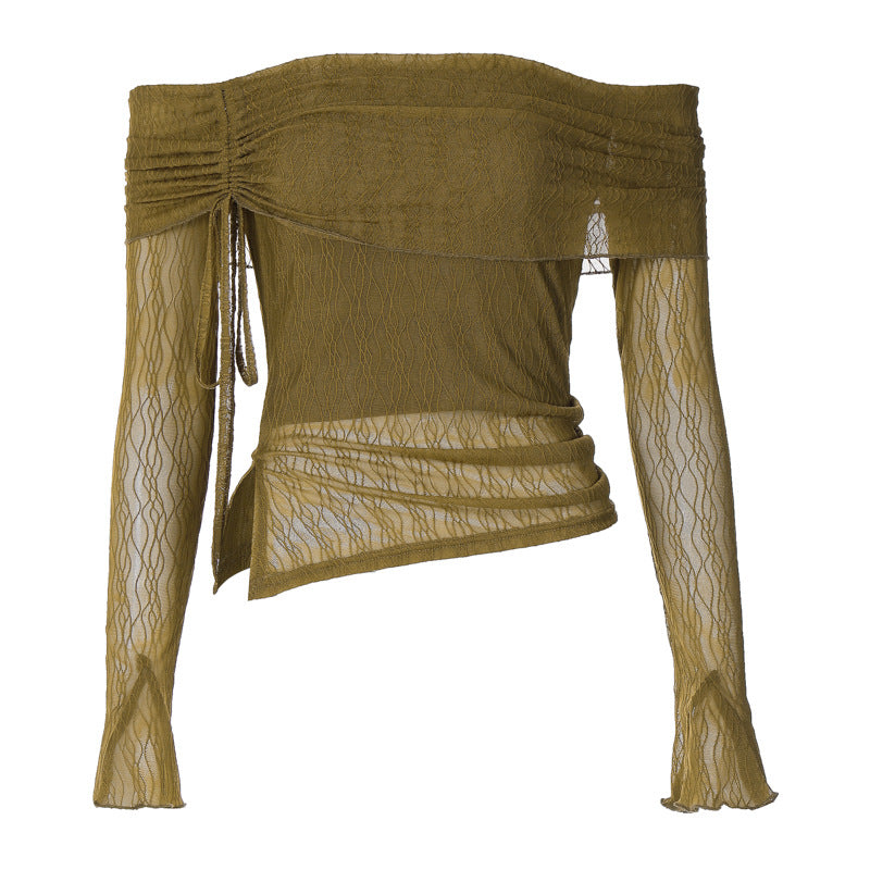 Damen Off-Shoulder Oberteil mit zarten Rüschendetails EB