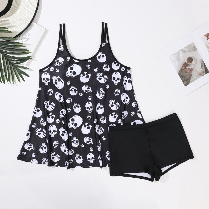 Damen Tankini mit verspieltem Totenkopf-Muster EB