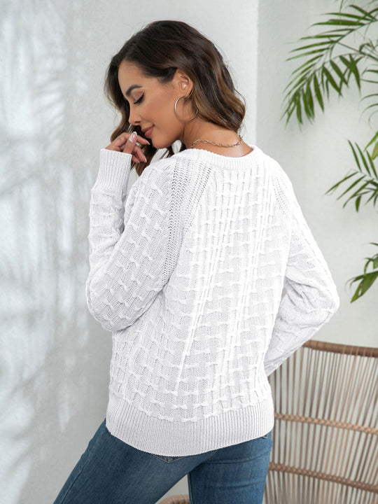 Damen Strickpullover mit strukturiertem Wellenmuster EB