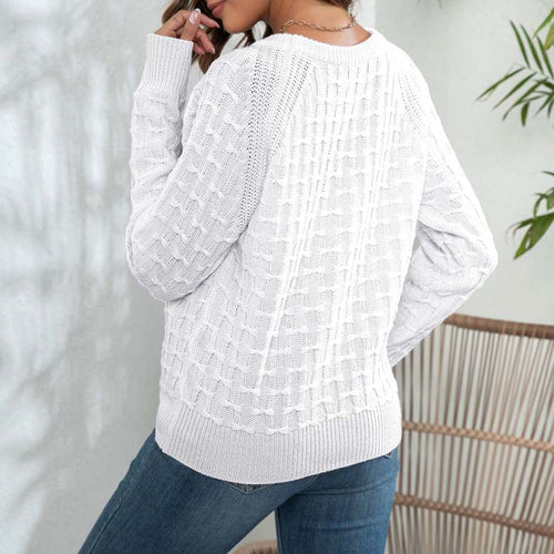 EB | Weicher Einfarbiger Strickpullover Für Alltag