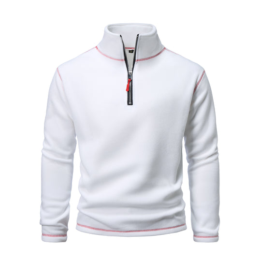 Herren Fleecepullover mit hohem Kragen und halbem Reißverschluss EB