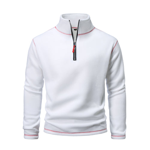 Herren Fleecepullover mit hohem Kragen und halbem Reißverschluss EB