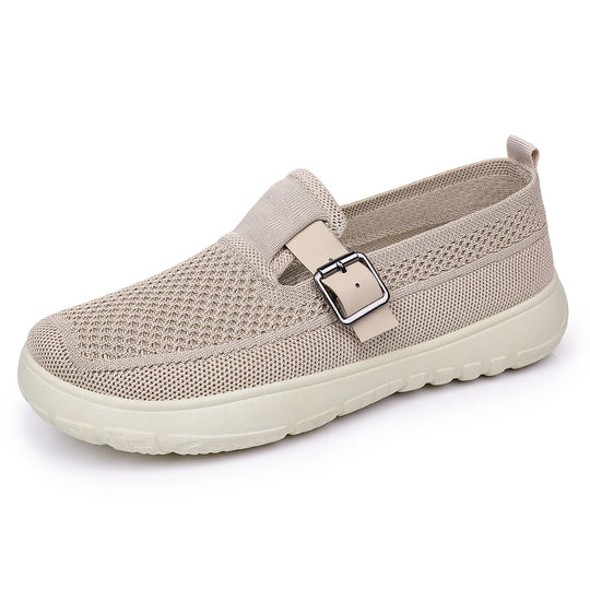 Damen nan atmungsaktiver Strick-Slip-On mit verstellbarer Metallschnalle und federnder Leicht-EVA-Sohle EB