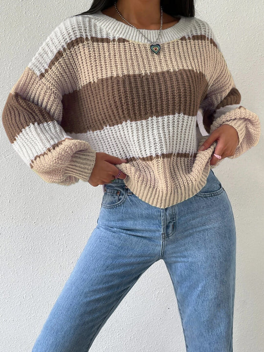EB | Pullover Pullover Grobstrick Übergröße Fit Langarm Freizeit Crew Neck