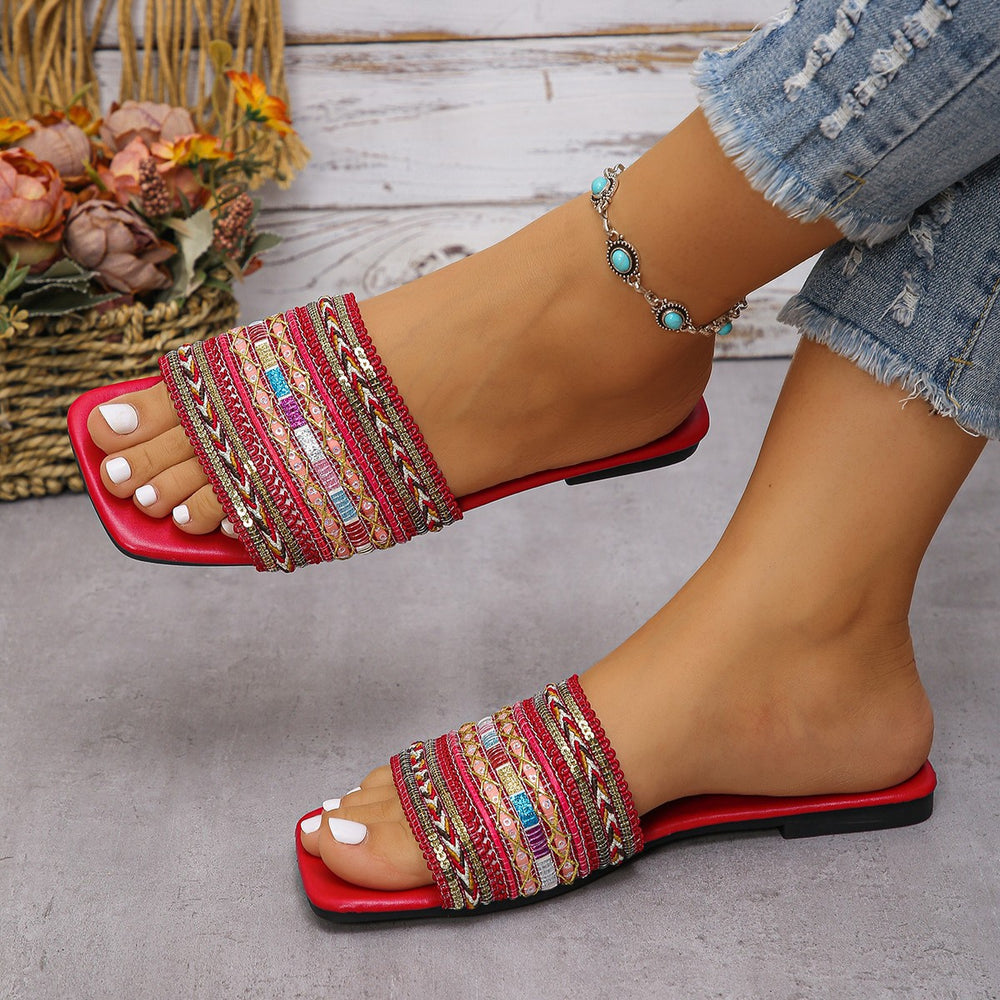 Damen Fancy Badeschuhe mit exquisite Perlenstickerei EB
