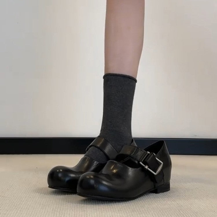 Damen elegante und stilvolle Riemchen-Schuh mit dekorativem Schnallenverschluss EB