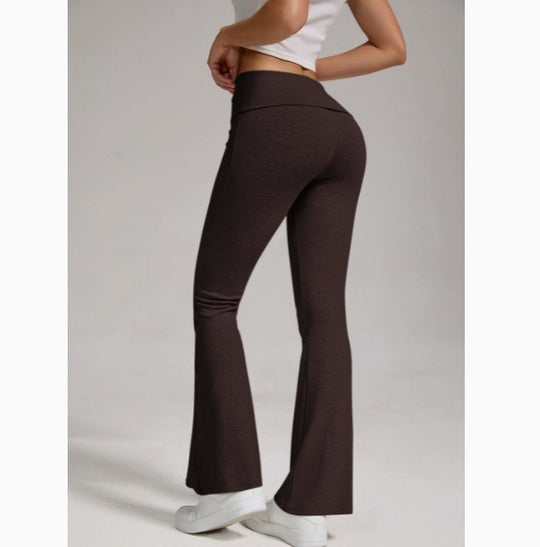 Damen nan hochgeschnittene Stretch-Flare-Yogahose mit formendem Bund EB