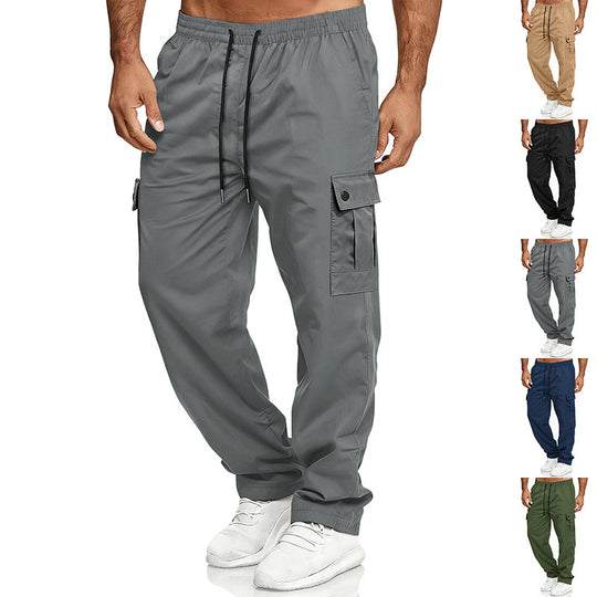 Herren Relaxed-Fit Cargo-Jogger mit elastischem Bund, Kordelzug und Klappentaschen EB