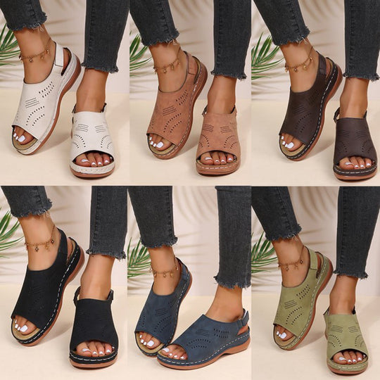 Damen elegante Sandalen mit atmungsaktiven Perforierungen EB