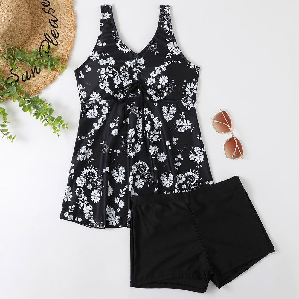 Damen Tankini-Set mit modischem Blumendruck und Rüschen EB