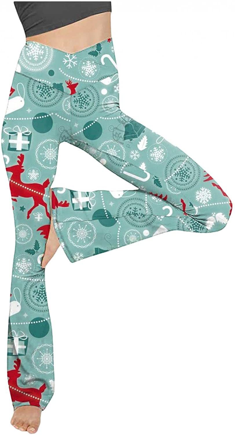 Damen nan taillenhohe Yogahose mit überkreuztem Bund und ausgestelltem Saum mit Schlitz EB