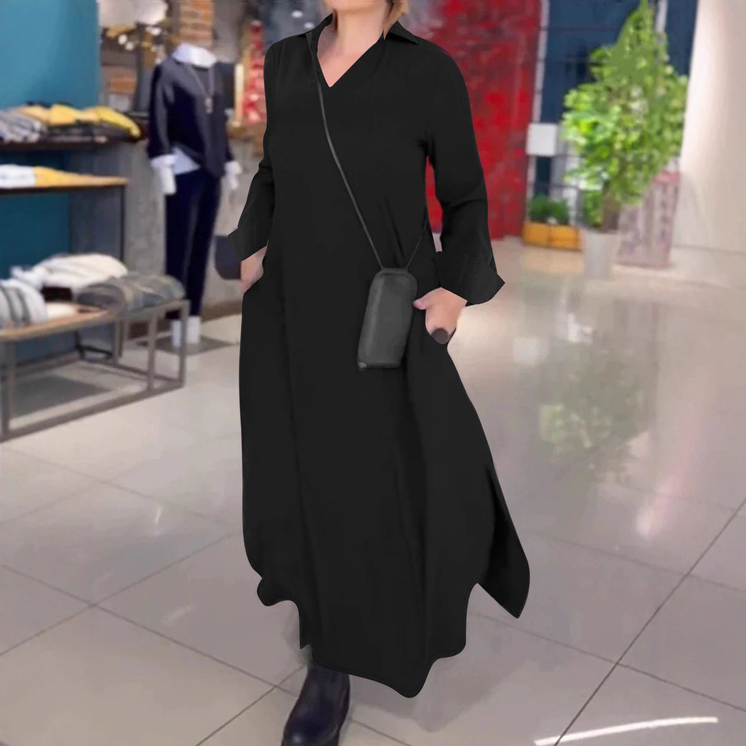 Damen lässiges Hemdkleid mit innovativem seitlichem Schlitz EB