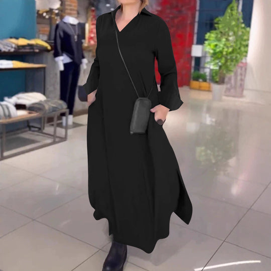 Damen lässiges Hemdkleid mit innovativem seitlichem Schlitz EB