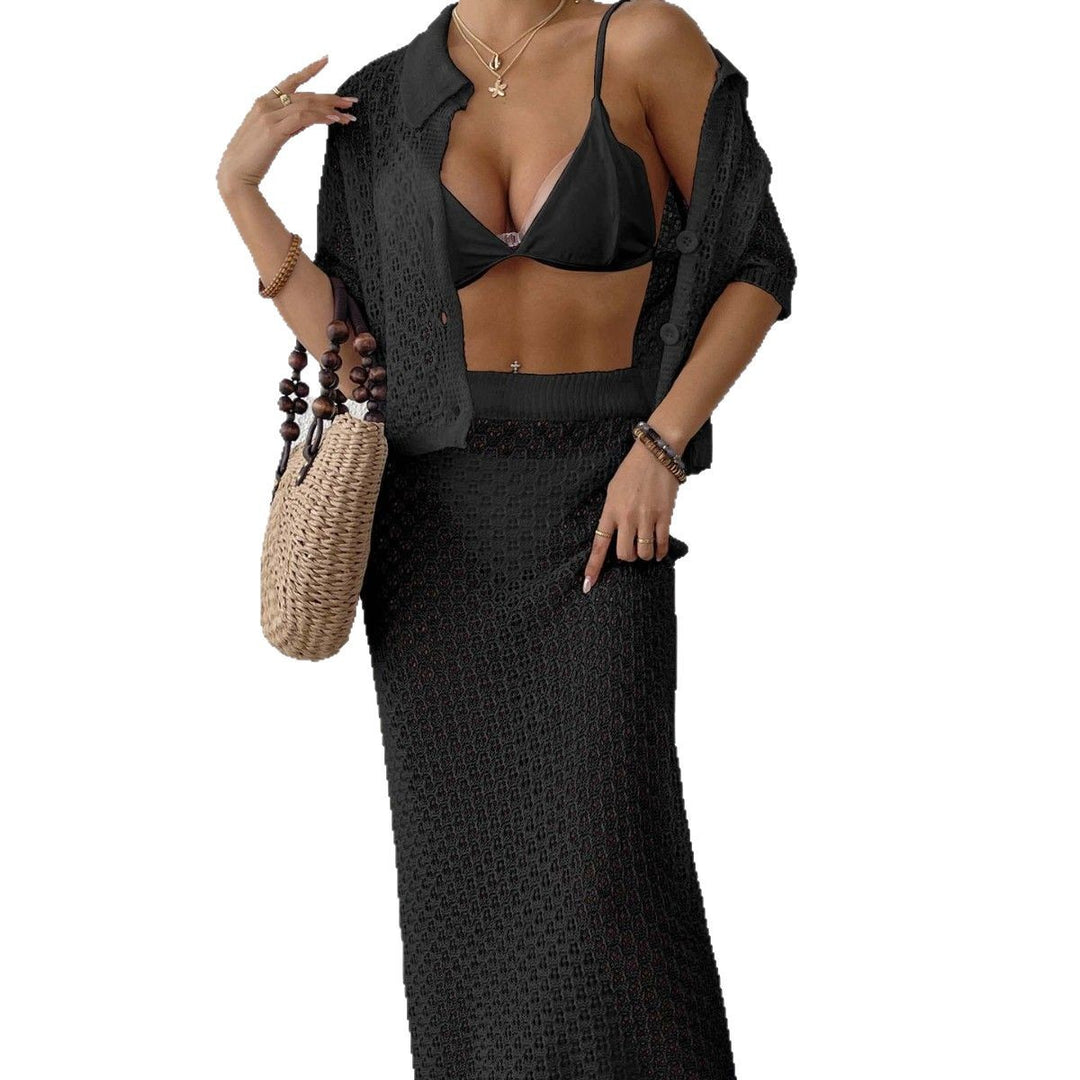 Damen elegantes Häkel-Kimono-Set EB