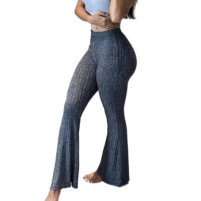 Damen Leggings mit hohem Bund und schickem Schlagdesign EB