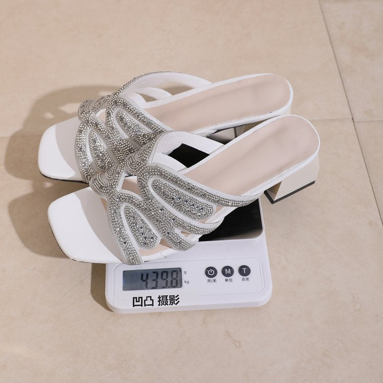 Damen Elegante Sandaletten mit glitzernden Riemen EB