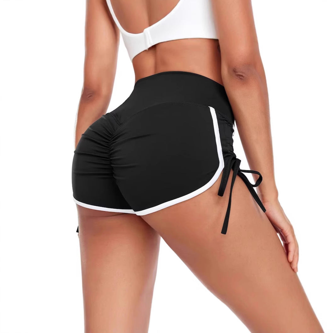 Damen Sportliche High-Waist Shorts mit seitlichem Rüschendetail EB