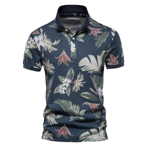 Herren Polohemd mit floralem Design und klassischem Kragen EB