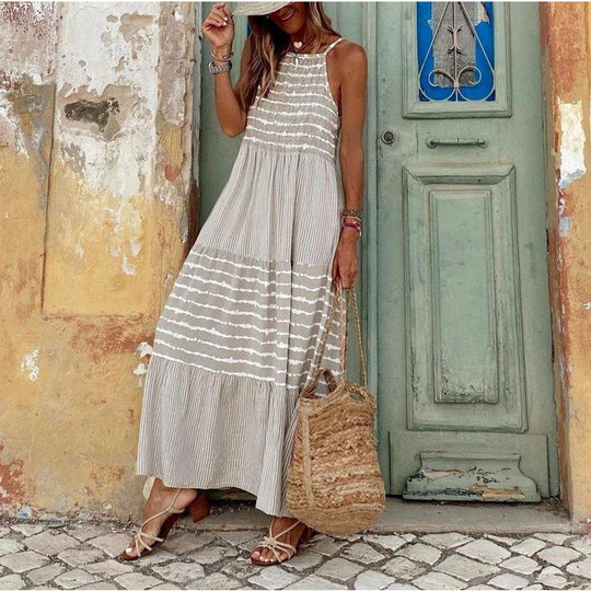Damen Langes Sommerkleid mit eleganten Streifen von EB