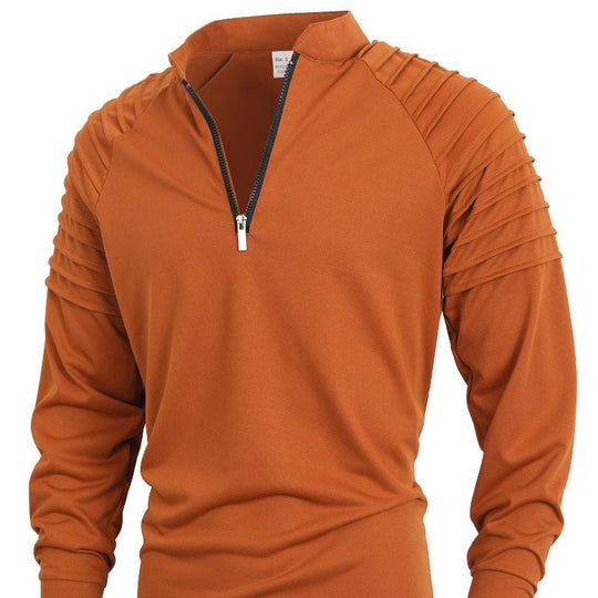 Herren Langarmshirt mit modernem Stehkragen und Reißverschluss EB