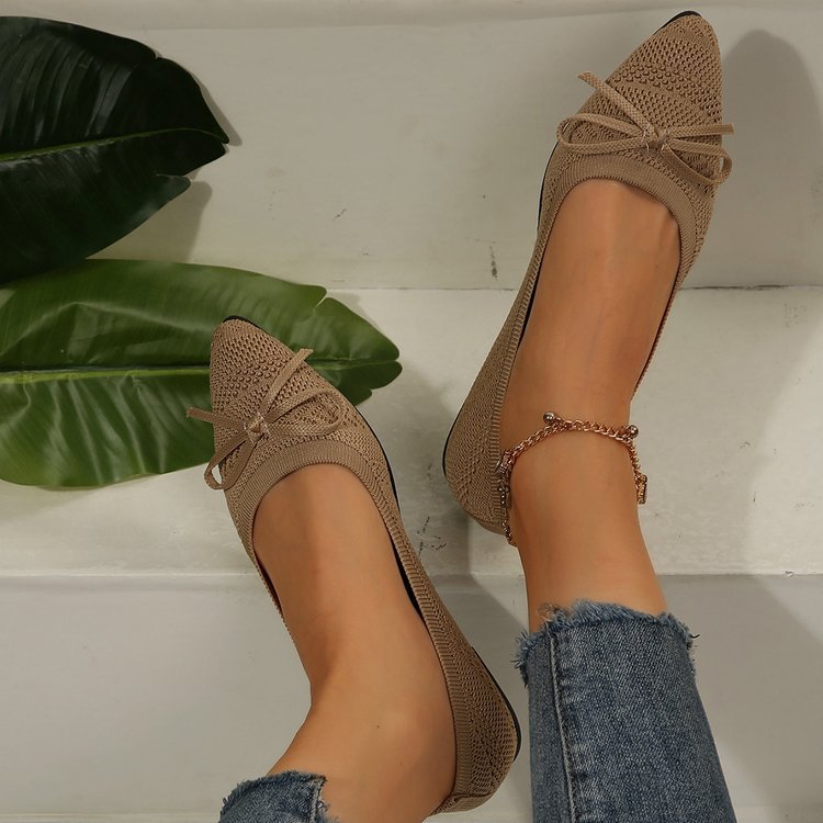 Damen Stilvolle und komfortable Ballerinas mit großem Schleifendetail EB