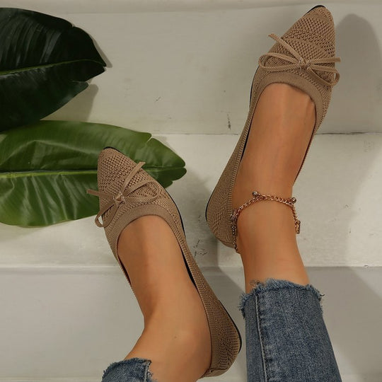 Damen Stilvolle und komfortable Ballerinas mit großem Schleifendetail EB