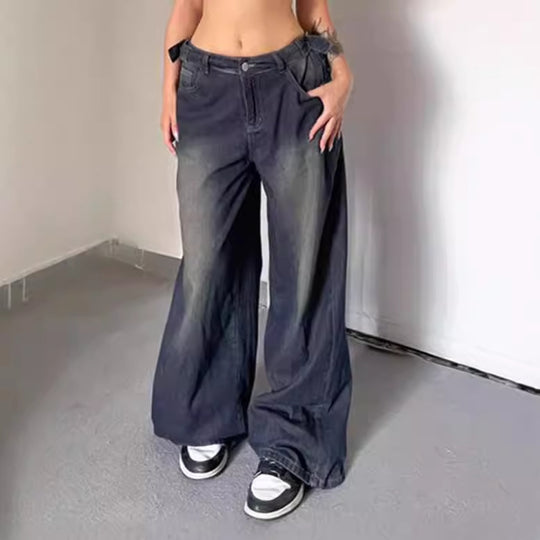 Damen Hochtaillierte Relaxed Fit Jeans EB