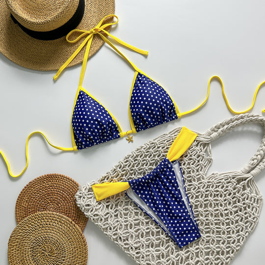 Damen Triangel-Bikini mit stilvollen Punktemuster EB
