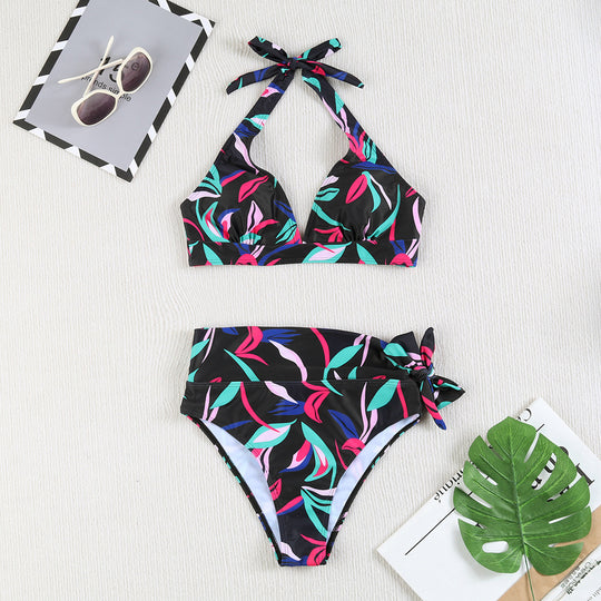 Damen Bikini-Set mit verspieltem Haltertop und hochgeschnittenem Höschen EB