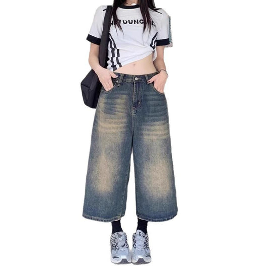 Damen Cargo-Jeans mit weitem Bein und hohem Bund EB