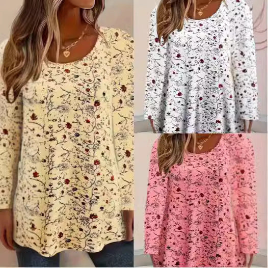 Damen Blusenshirt mit floralen Akzenten und lockerer Passform EB
