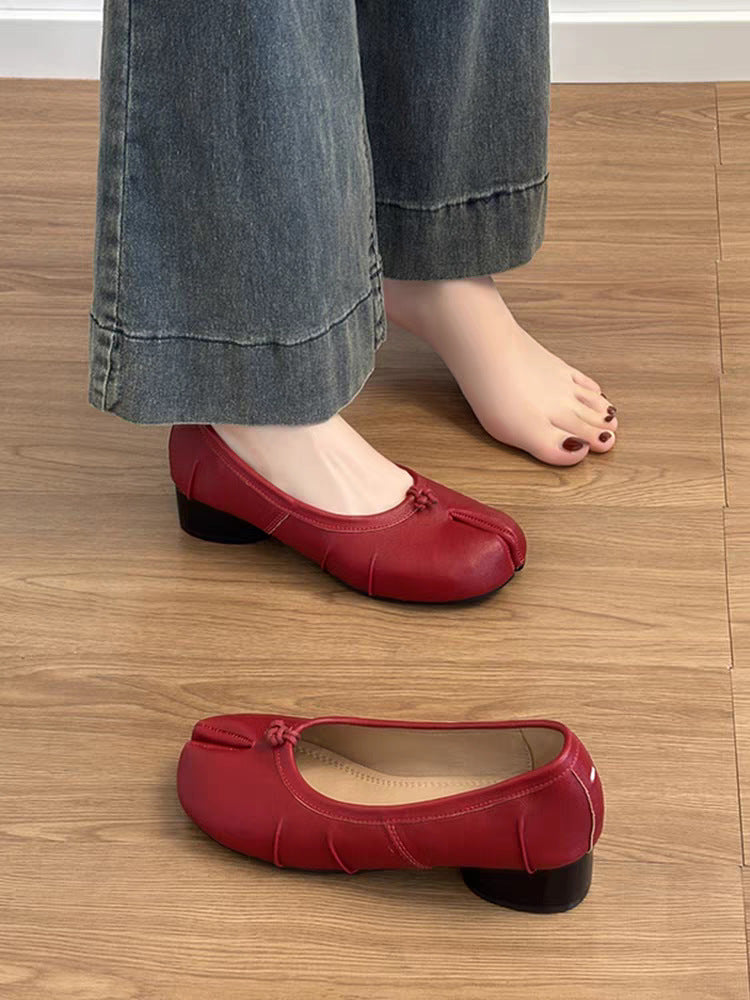 Damen elegante Ballerinas mit komfortablem Blockabsatz und modischem Falten-Design EB