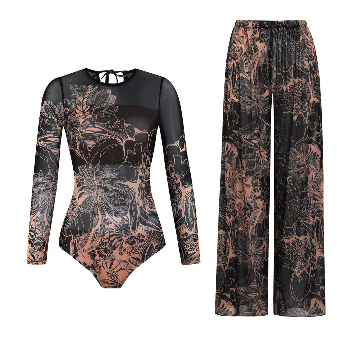 Damen Palazzo-Hose mit floralem Design und elastischem Bund EB