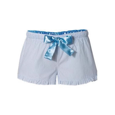Damen Schlafshorts mit verspieltem Rüschensaum und Satinbindung EB