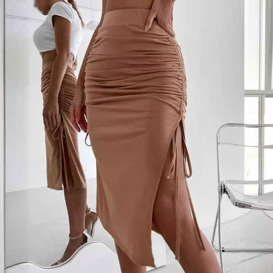 Damen Raffungssüskirt mit seitlichem Schlitz und verstellbarem Kordelzug EB