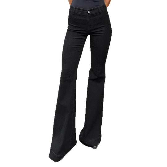 Damen nan ausgestellte Highwaist‑Schlaghose mit figurformender Taillenführung und weitem Bein EB