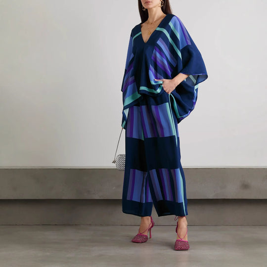 Damen Freizeit Set mit elegantem Schnitt und modernen Streifen EB
