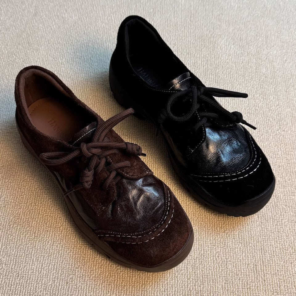 Damen modische Schnürschuhe mit hochwertiger Lederverarbeitung und bequemer Sohle EB