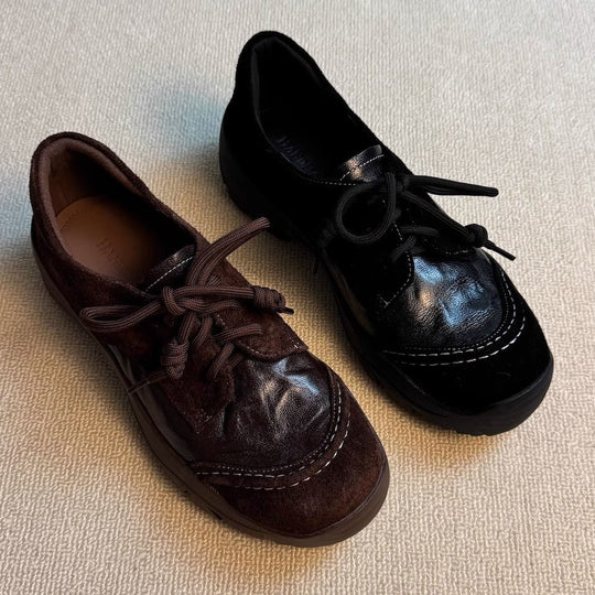 Damen modische Schnürschuhe mit hochwertiger Lederverarbeitung und bequemer Sohle EB