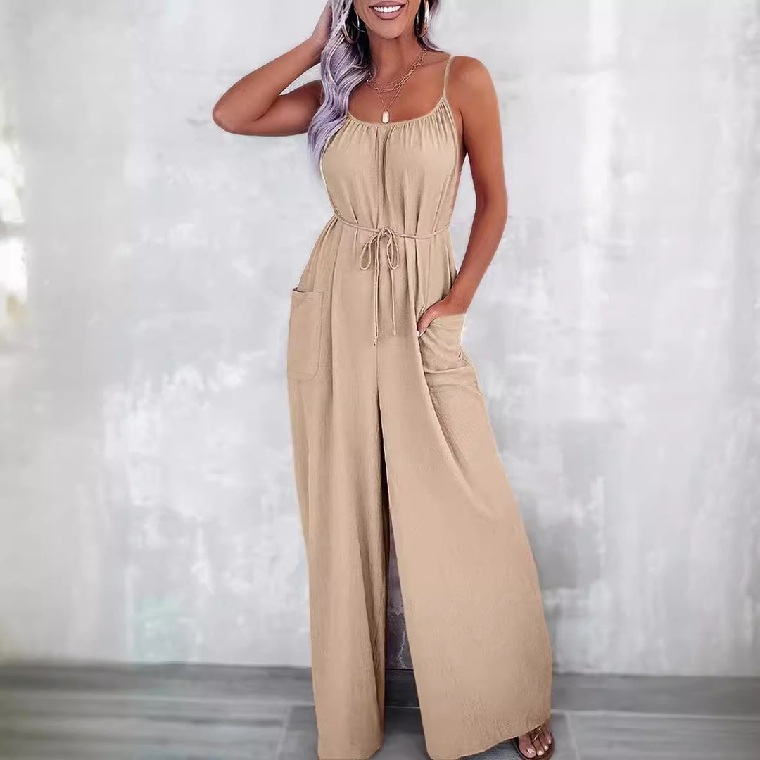 Damen Jumpsuit mit Schlaufen-Details und Taschen EB