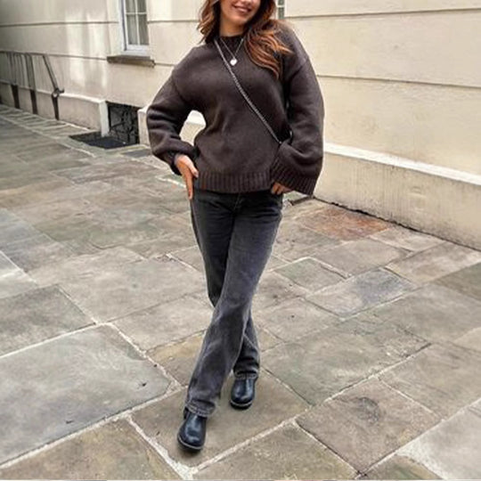 Damen Oversized Pullover aus weicher Strickware EB