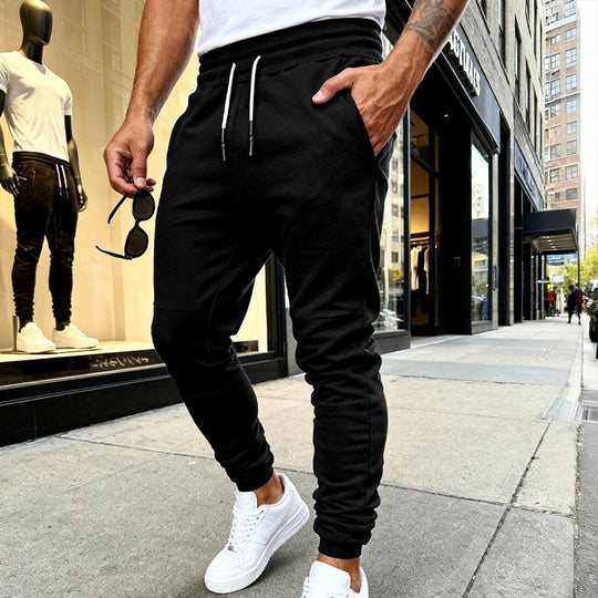 Herren nan tapered Jogginghose mit Kniepasse, elastischem Tunnelzugbund und Reißverschlusstaschen EB