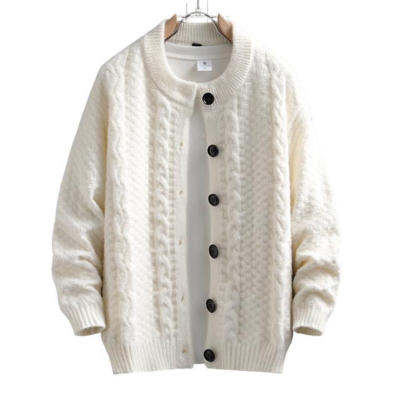 Damen Strickjacke mit strukturiertem Zopfmuster und durchgehenden Knöpfen EB