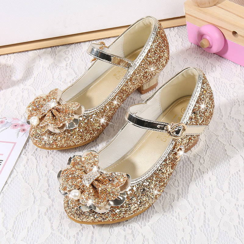 Mädchen Glitzernde Ballerinas mit Schleifenapplikation EB