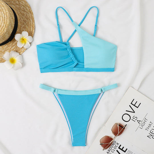 Damen Zweiteiliges Bikini-Set mit asymmetrischem Design EB