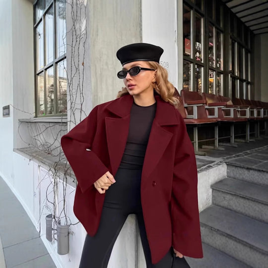 Damen Modische Wickeljacke aus hochwertigem Material mit taillierbarem Gürtel EB