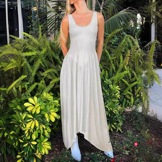 Damen Maxikleid mit schmalem Schnitt und elegantem quadratischen Ausschnitt EB