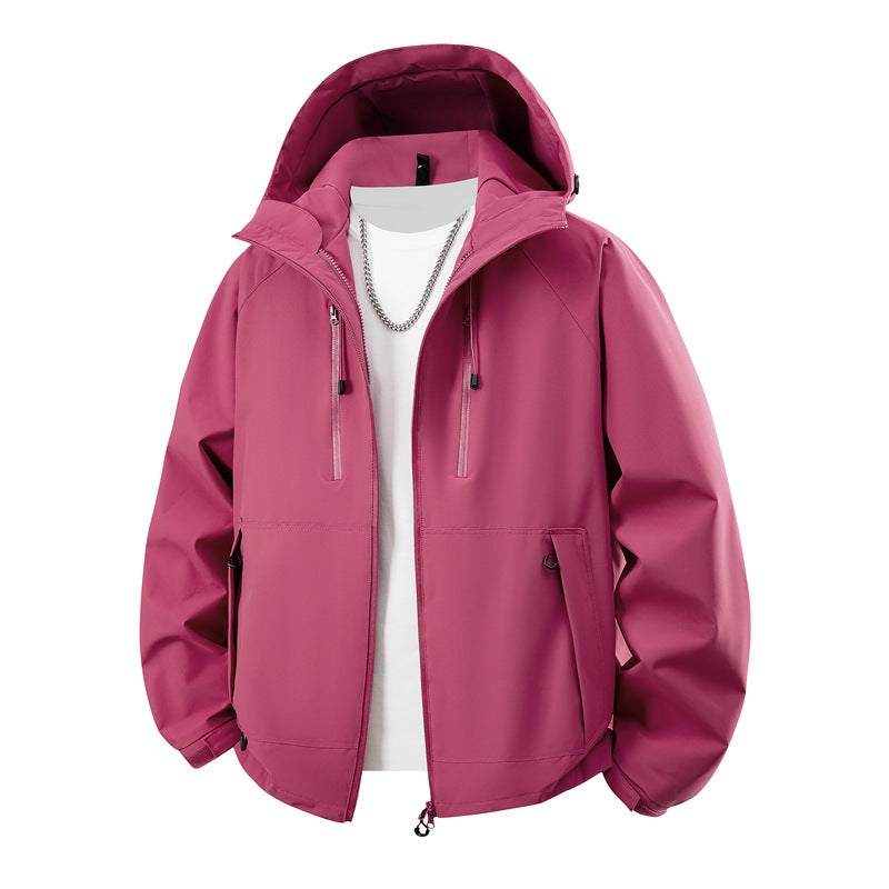 Herren matte Softshell-Kapuzenjacke mit verschweißten Nähten, Zweiwege-Reißverschluss und verstellbarem Kordelsaum EB